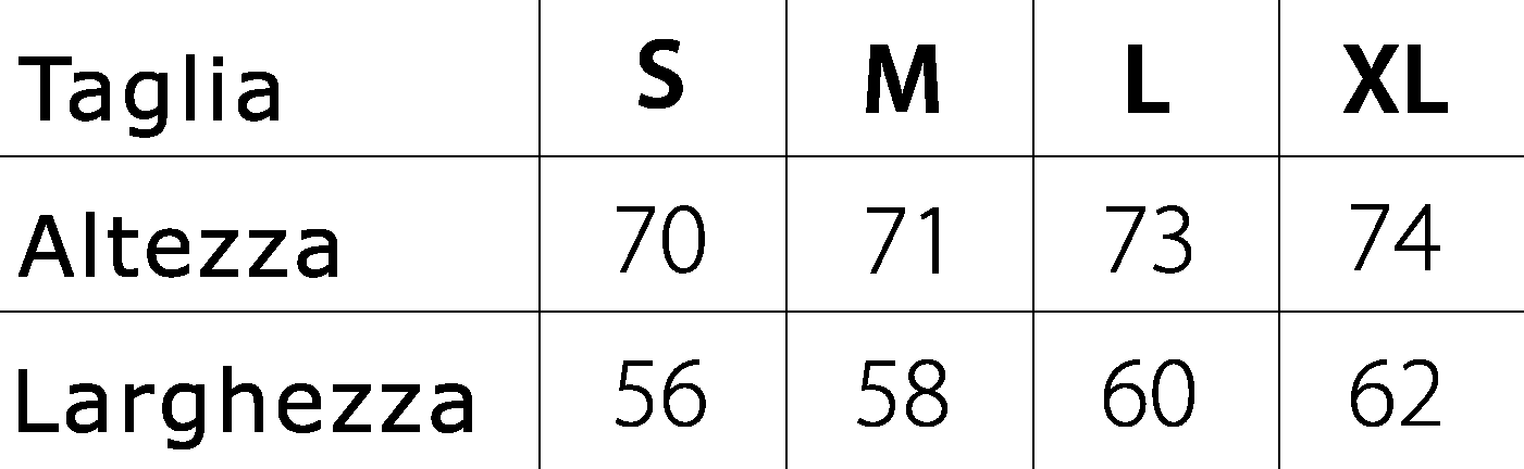 Tabelle taglie felpa adulto 1