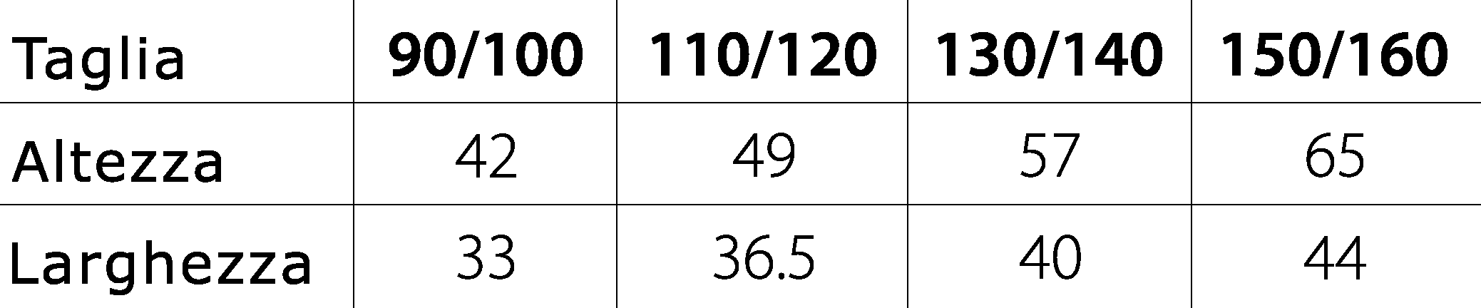 Tabelle taglie t shirt